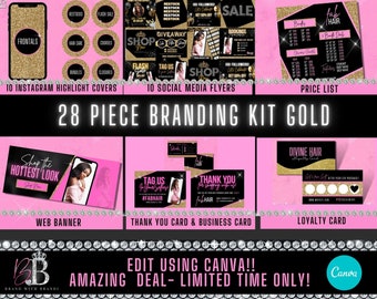 Beauty Branding Kit, Branding Package, Social Media Flyers, Branding Bundle, Hair Price List, Hair Branding, Lash Branding