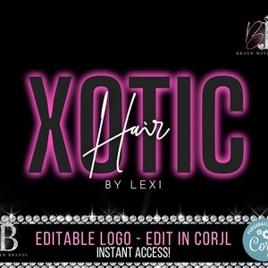 Hair Boutique Logo Design, Premade Beauty Logo Design, Pink Neon Logo, DIY Logo Design, Hair Logo, Lash Logo Design, Hair Extension Logo