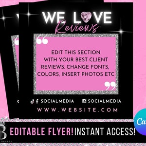 Kunden Feedback Flyer, Bearbeitbare Testimonials Flyer, Produktbewertung DIY Canva Vorlage, Instagram DIY Kundenbewertung Instagram Vorlage