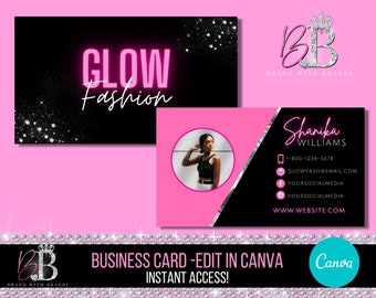 Business Card Design, Beauty Business Card, Hair Business Card, Lash Business Card Template, Neon Business Card Design, DIY Business Card
