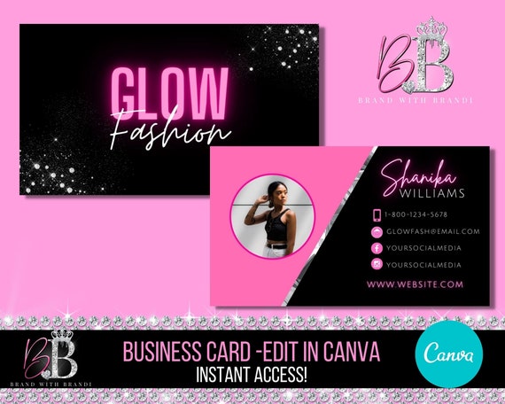 Business Card Design, Beauty Business Card, Hair Business Card, Lash Business Card Template, Neon Business Card Design, DIY Business Card