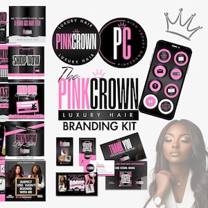 Branding Kit Template, Hair Branding Templates Editable in Canva, Beauty Branding Kit, Beauty Logo Design Set, DIY Social Media Templates,