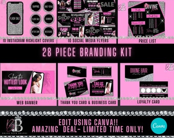 Branding Kit, Branding Package, Social Media Flyers, Beauty Branding Bundle, Hair Price List, Hair Branding/Lash/Nail/ Social media package