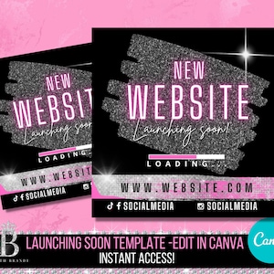 Website launching flyer, coming soon flyer, Website Launch Template, New Arrivals flyer, Canva DIY template, Celebration Flyer - BB01