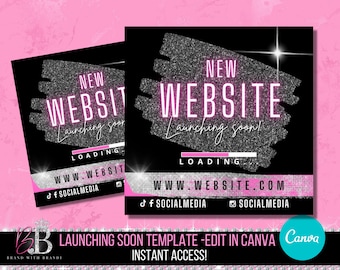 Website launching flyer, coming soon flyer, Website Launch Template, New Arrivals flyer, Canva DIY template, Celebration Flyer - BB01