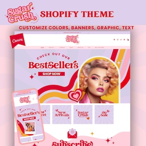 Shopify Theme Template Retro Design - Shopify Website - Bright Retro Shopify Banners - Shopify 2.0 Themes - Online Boutique website template