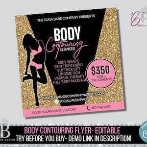 Body Sculpting Flyer, Body Contouring Flyer, Waist Training Flyer, Gold Body Training and Contouring Template, Body Spa Flyer