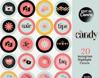 Instagram Highlight Covers, Instagram Story Highlights for Fashion Boutique, Boho Retro Instagram Bright Colorful Branding Kit