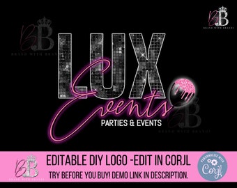 event planner business cards Event Planning Logo, Party Planning Logo Design, Wedding Logo Design, Glam Logo, Premade Beauty Logo, Balloons - Birthday Logo