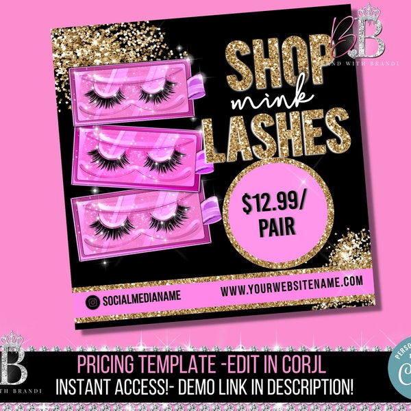 Lash Flyer, Eyelash Sale Flyer, Editable Sale Template, Eyelash Extension Flyer, Gold and Black Template, Hair-Nails-Bundles-Boutique