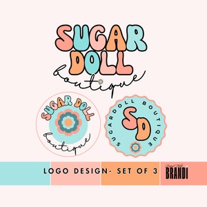 Retro Logo Design, Boho Beauty Logo Design, Boutique Logo, Groovy Premade Logo Design, Hippie 70s Bohemian logo Kit, Lash/Hair/Nail