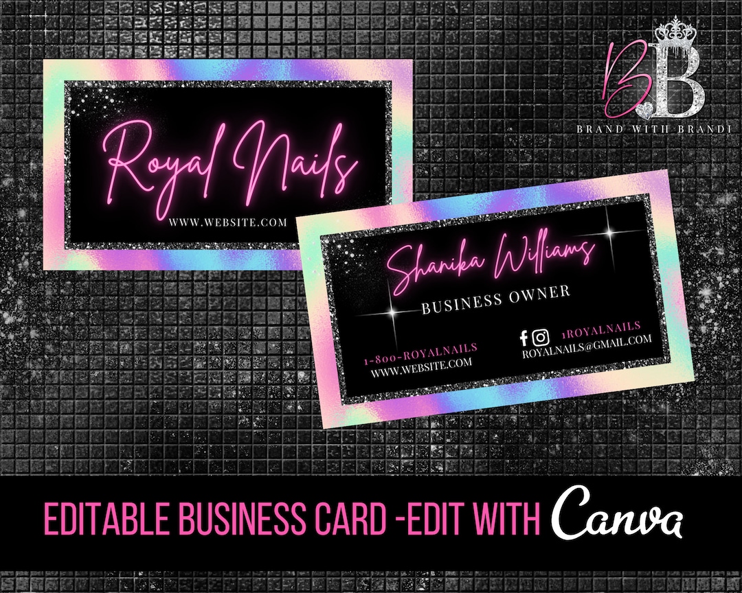 Business Card Holographic/hologram Business Card Design Neon Etsy