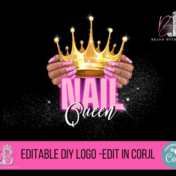 Logo des ongles, Logo des ongles DIY, Logo du salon d’ongles au néon, Logo de beauté préfabriqué, Logo du salon de manucure DIY, Logo de l’entreprise d’ongles modifiable, Logo d’ongle personnalisé