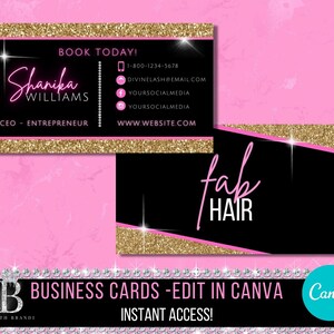 Business Card Design, Vorgefertigte Visitenkarte, Glitter Gold, Loyalty Card, Neon Business Card, Hair-Nails-Lashes-Boutique