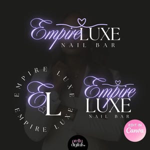 Projekt logo salonu paznokci, szablon logo, logo DIY Beauty, logo Lash, logo MUA Makeup, logo salonu fryzjerskiego, projekt logo DIY do edycji w Canva