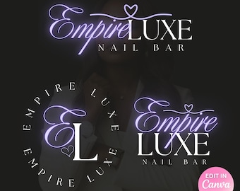 Beauty Logo Design Template for Nail Salons, DIY Beauty Logo, Lash Logo, MUA Makeup Logo, Hair Salon Logo | Editable Canva Logo Design