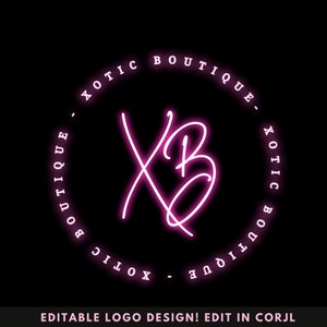 Hair Boutique Logo Design, Premade Beauty Logo Design, Pink Neon Logo, DIY Logo Design, Hair Logo, Lash Logo Design, Hair Extension Logo