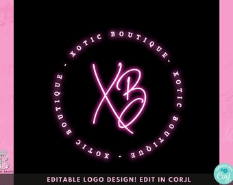 Hair Boutique Logo Design, Premade Beauty Logo Design, Pink Neon Logo, DIY Logo Design, Hair Logo, Lash Logo Design, Hair Extension Logo