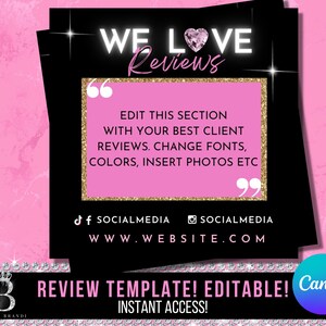 Kunden Feedback Flyer, Bearbeitbare Testimonials Flyer, Produktbewertung DIY Canva Vorlage, Instagram DIY Kundenbewertung Vorlage