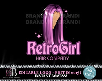 Hair Logo Design, Premade Wigs Logo Design, Hair Extensions Logo Template, DIY Logo, Hair Logo, Hair Salon Logo, Retro Logo, Boho Logo