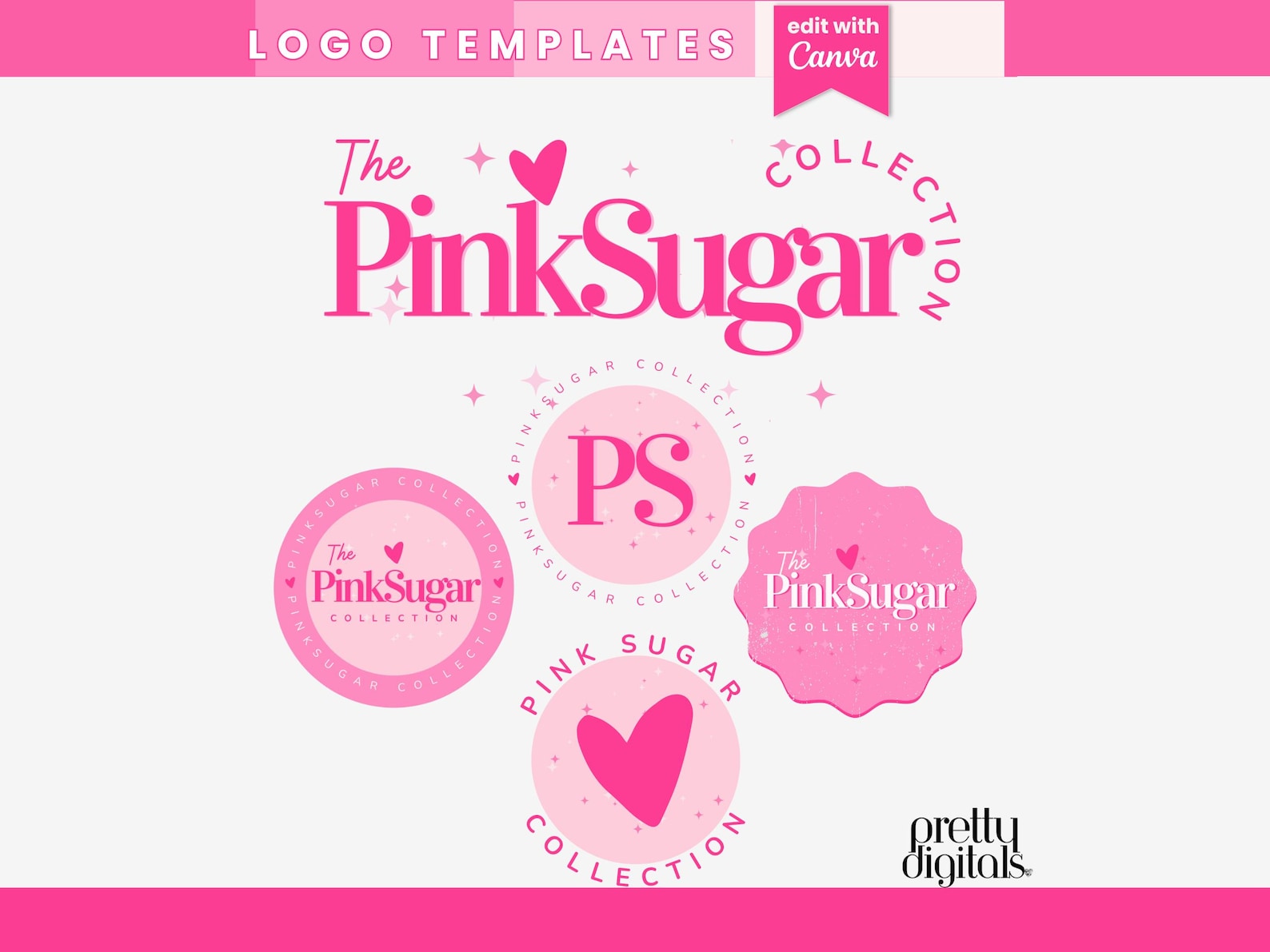 customize 10,646+ pink logo templates online - canva... Retro Logo Design - Editable Canva Logo Template - DIY Pink Logo Set ...
