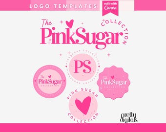 Projekt logo w stylu retro – edytowalny szablon logo Canva – zestaw logo DIY w kolorze różowym – nowoczesne logo butikowe, projekt logo dla branży rzęs/włosów/kosmetyków, logo piekarni