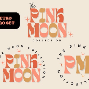 Retro Logo Design, Funky Logo Set, Beauty Logo Bundle, Boho Premade Vintage Logo Design, Hippie 70s Bohemian logo Kit, Lash/Hair/Nail