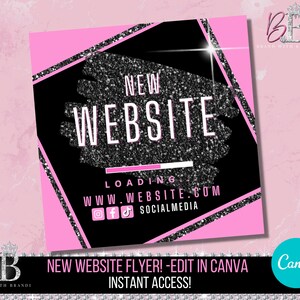 Website launching flyer, coming soon flyer, Website Launch Template, New Arrivals flyer, New Website Flyer, Celebration Flyer, Hair-Nails
