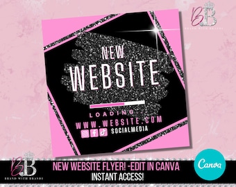 Website launching flyer, coming soon flyer, Website Launch Template, New Arrivals flyer, New Website Flyer, Celebration Flyer, Hair-Nails