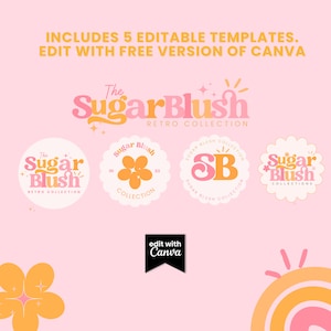 Retro Logo Design - Editable Canva Logo Template - DIY Colorful Boho ...