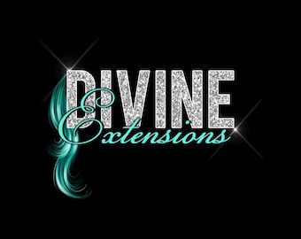 Hair Extensions Logo, Hair Logo Template, Wig Logo Design, Premade Beauty Logo, Hair Bundles, Glam Logo, Glitter Hair Salon Logo Design,