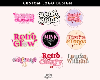 Custom Beauty Logo, Nails Logo, Hair Logo Design, Retro Logo, Lash Tech Logo, Business Logo Design, Customized Logo, Funky Modern Logo