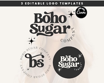 Logo Design, DIY Retro Boho Logos, DIY Beauty Logo Bundle, Vintage Logo Design, Hippie 70s Bohemian logo Kit, Lash/Hair/Nail, Modern Logo