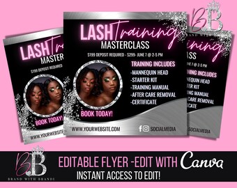 Lash Training Flyer, Social Media Flyer, Makeup Class Flyer, Beauty Class Flyer, Brow Flyer,  Instagram Template, DIY E-Flyer, Neon
