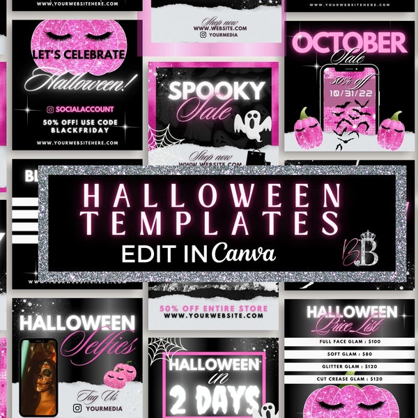 Halloween Flyer, Halloween Social Media Templates, Canva Halloween Editable Template, Hair/Lash/Nails October fall Flyers, Spooky Sale Flyer