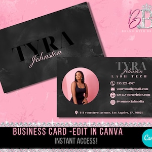Lash Tech Visitenkarte, Haarverlängerungen bearbeitbares Visitenkartendesign, Minimale Visitenkarte, Canva bearbeitbare Geschäfts-DIY-Vorlage