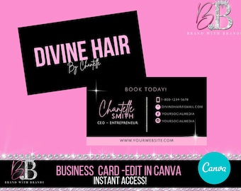 Pink Business Card Design, Premade chic Business Card, Boutique Business Card, Business Card Template, Hair-Nails-Cosmetics-Lashes-Boutique