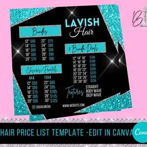 Hair Price List, Price List Template, Price List E-Flyer, Hair E-Flyer, Instagram Hair Flyer, Bundles Pricelist Flyer Template