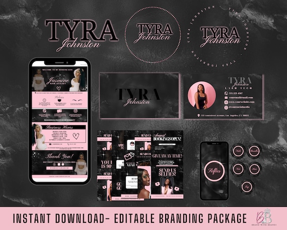 Beauty Branding Kit, Beauty Logo, Social Media Templates, Hair Branding/Lash/Nail/Highlight Covers, canva template, Acuity Site