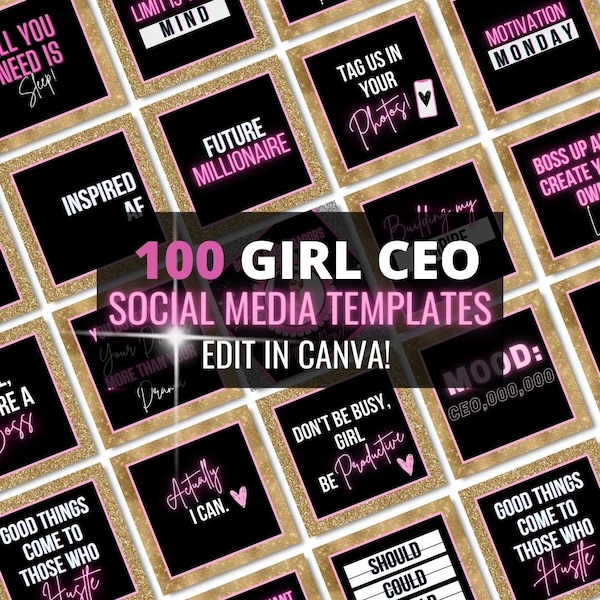 Instagram Post Templates, Instagram Post Quotes, Girl Boss Instagram Posts, Gold CEO Entrepreneur Posts, Hair- Lash- Nails- Canva Posts