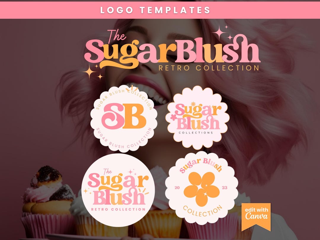 Retro Logo Design - Editable Canva Logo Template - DIY Colorful Boho ...