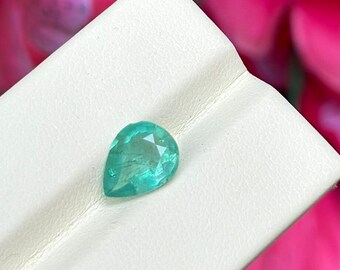 8x10mm Pear Cut Zambian Emerald, Certified Natural Gemstone