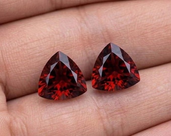 Natural Garnet Trillion Pair 6mm Matching Gemstone | Calibrated Loose Garnet Pair for Earrings Ring Jewelry Making
