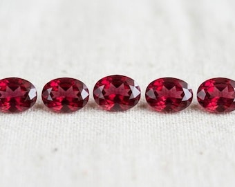 Garnet 6x8mm Oval Faceted Loose Gemstone Lot – 5 Pieces Natural Deep Red Garnet Stones – AAA Jewelry Making Supply
