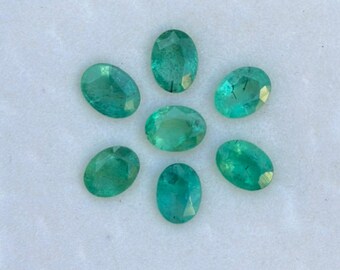 Oval Emerald Gemstones Lot: 7 Untreated, 6x8 mm, 7.70 Carat