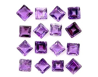 4mm Square Cut Amethyst – February Birthstone, 7 Carat Loose Gemstone