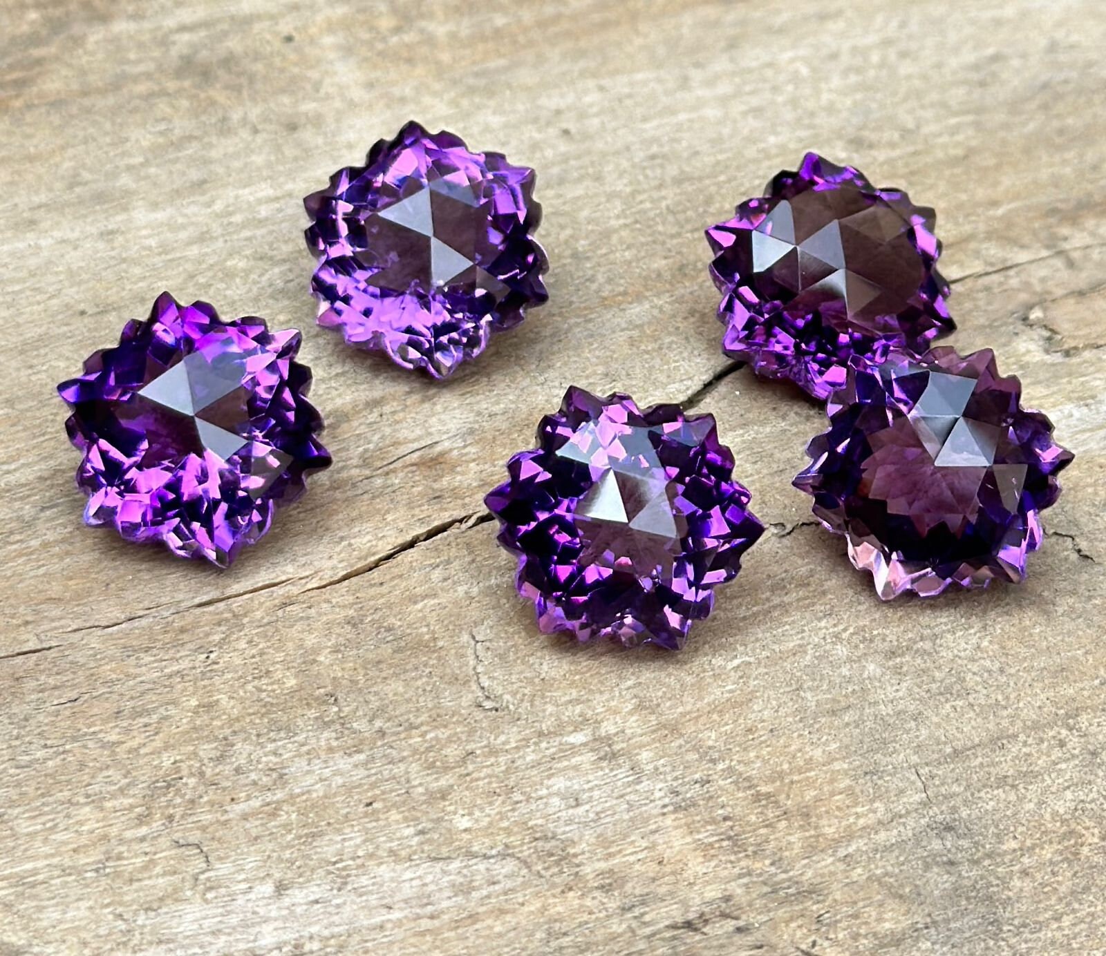 Amethyst Snowflake Cut Gemstone 100% Natural Amethyst Snowflake Cut Faceted Gemstone Shape Hexagon,  14x14 MM, Ring pendant