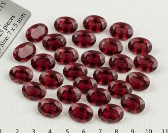 7x5mm Natural Garnet Gemstone – Oval Faceted Deep Red Garnet Loose Stone – AAA Jewelry Making Gemstone Gift for Her