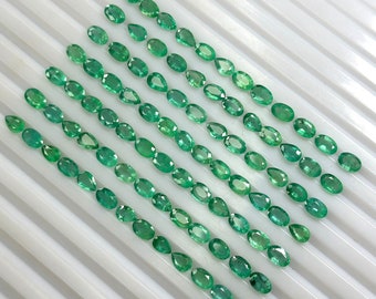 Natural Emerald Oval Faceted Cut Loose Gemstone Untreated Lot Ready for Jewelry Making Natural Zambia Emerald Lot 5.00 Carat 6x4 MM