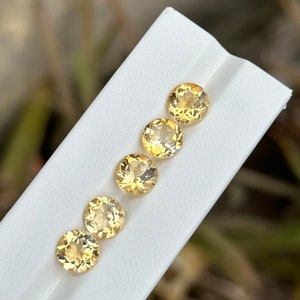 7x7 mm Natural Citrine Loose Stone Round Cut Faceted Gemstone Yellow Crystal for Jewelry Making - Citrine Loose Stone  5 PCS